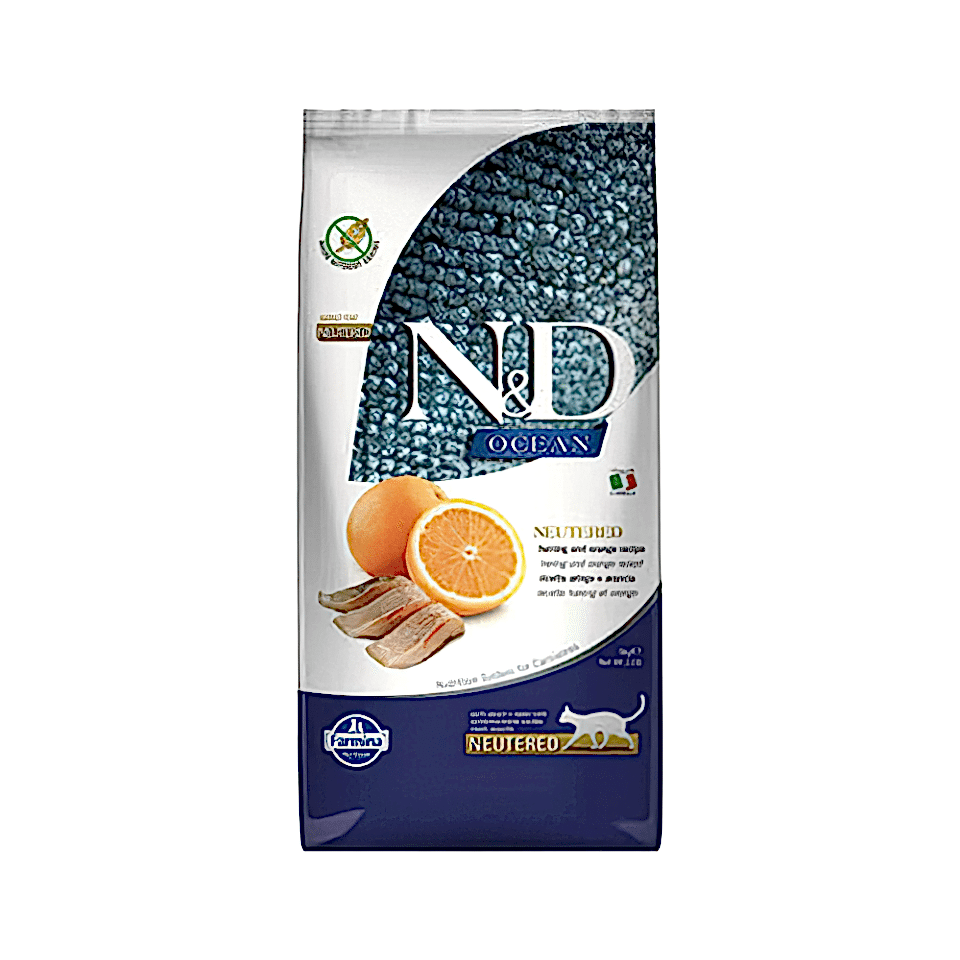 N&D Ocean Tahılsız Ringa Balığı ve Portakallı Kısırlaştırılmış Kedi Maması (1,5 kg)