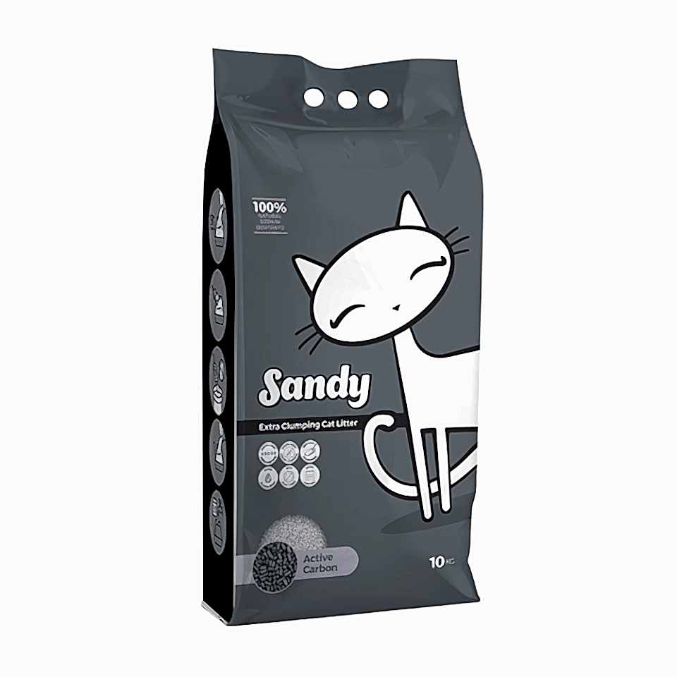 Sandy Aktif Karbon Ekstra Topaklanan İnce Taneli Kedi Kumu (10 Kg)