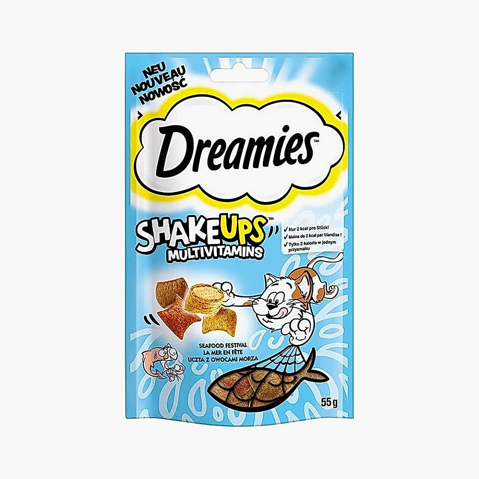 Dreamies ShakeUps Multivitaminli Deniz Ürünleri Kedi Ödül Maması (55 g)