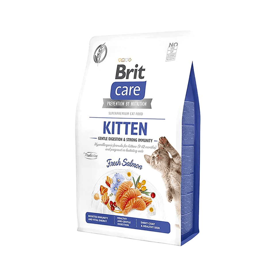 Brit Care Gentle Digestion & Strong Immunity Tahılsız Somonlu Yavru Kedi Maması (2 kg)