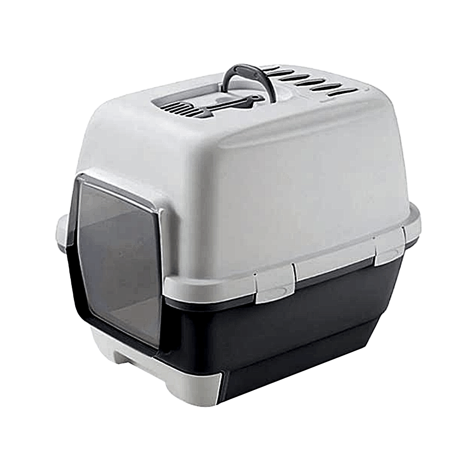 Stefanplast Cathy Clever Smart Gri Beyaz Kapalı Kedi Tuvaleti (58 x 45 x 48 cm)