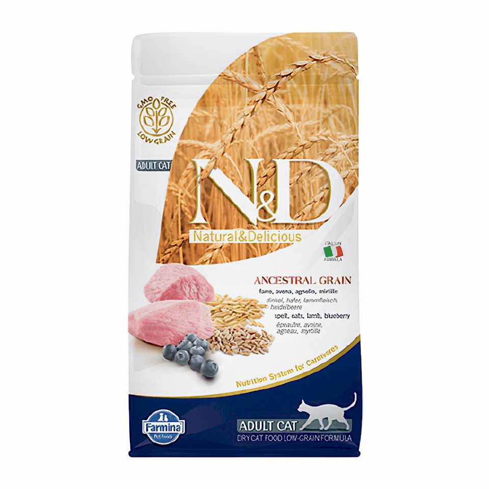 N&D Ancestral Grain Kuzu Etli ve Yaban Mersinli Yetişkin Kedi Maması (1,5 kg)