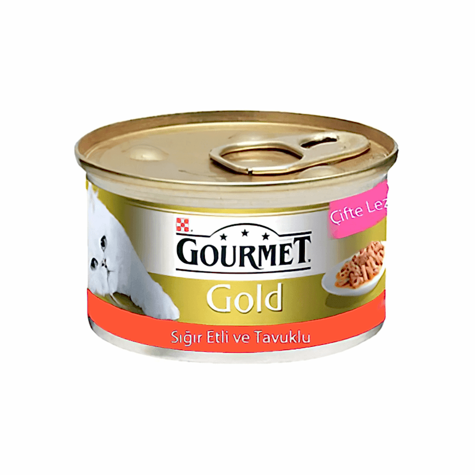 Purina Gourmet Gold Çifte Lezzet Sığır Etli ve Tavuk Etli Yetişkin Kedi Konserve Maması (85 g)