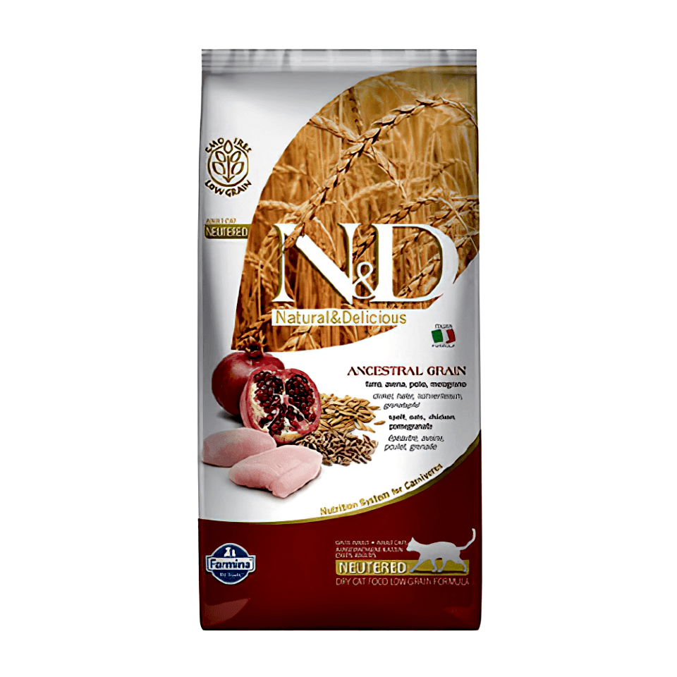 N&D Düşük Tahıllı Tavuk Etli ve Narlı Kısırlaştırılmış Kedi Maması (5 kg)