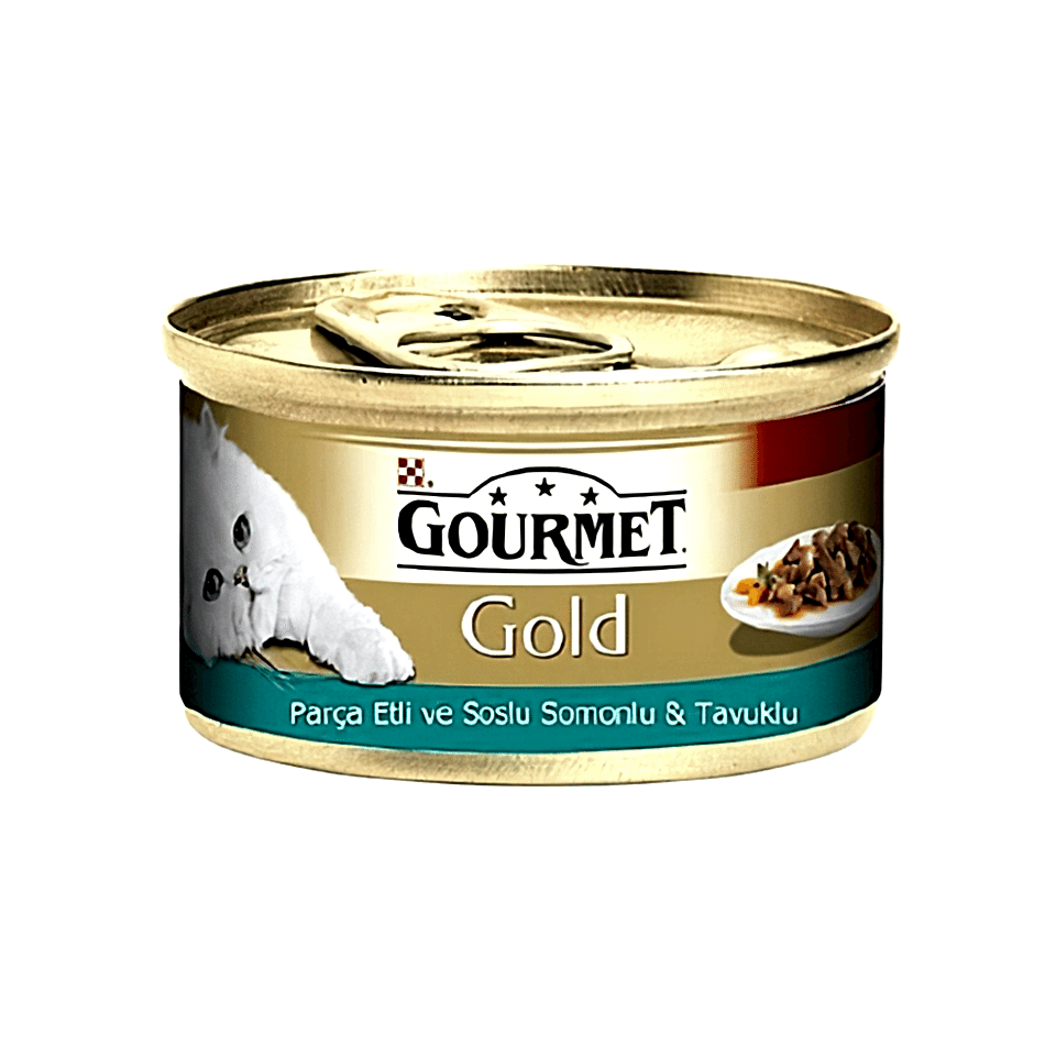 Purina Gourmet Gold Somonlu ve Tavuk Etli Yetişkin Kedi Konserve Maması (85 g)