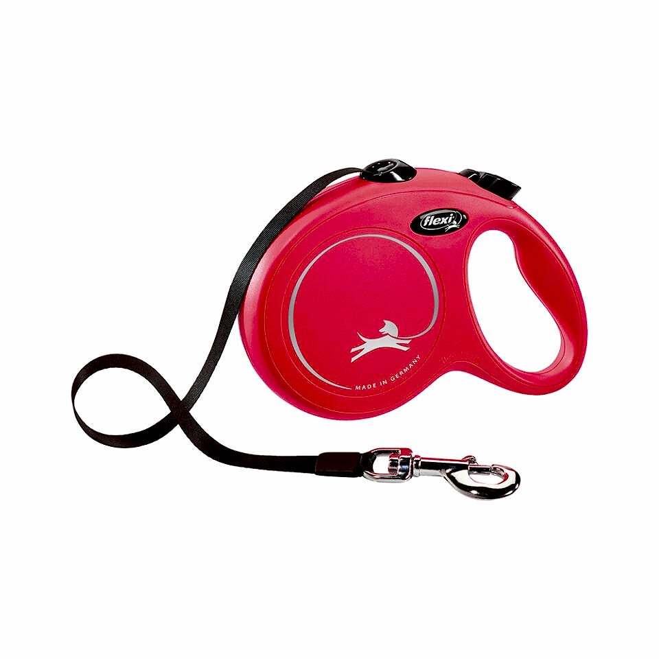 Flexi New Classic Large Kırmızı Şerit Otomatik Gezdirme Tasması (5 m)