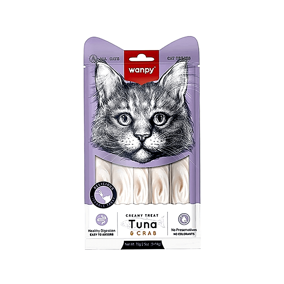 Wanpy Bağışık Güçlendirici Ton Balıklı ve Yengeçli Sıvı Kedi Ödül Maması (5 x 14 g)