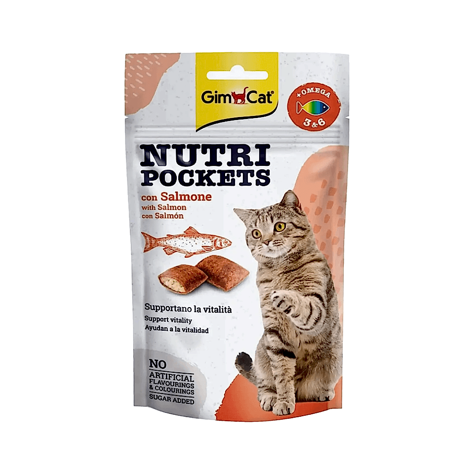 GimCat Nutri Pockets Somonlu ve Omega-3 & 6 Kedi Ödülü (60 g)