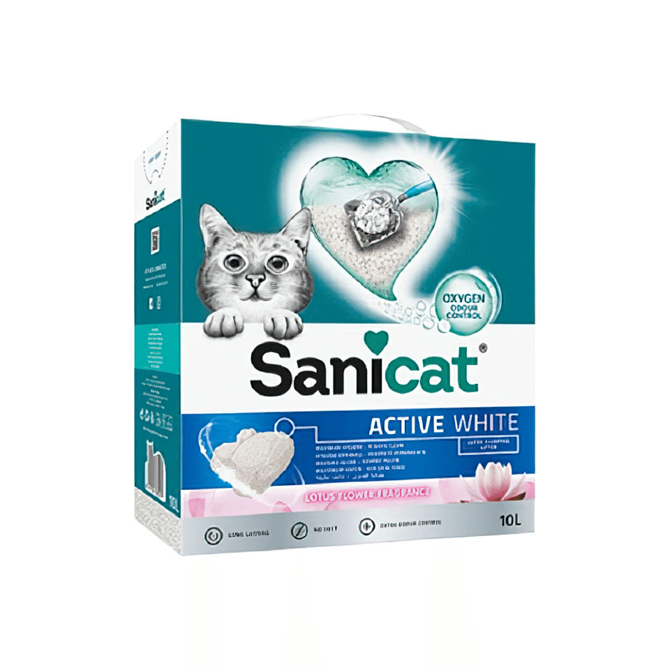 Sanicat Active White Topaklanan Lotus Çiçeği Kokulu Kedi Kumu (10 L)
