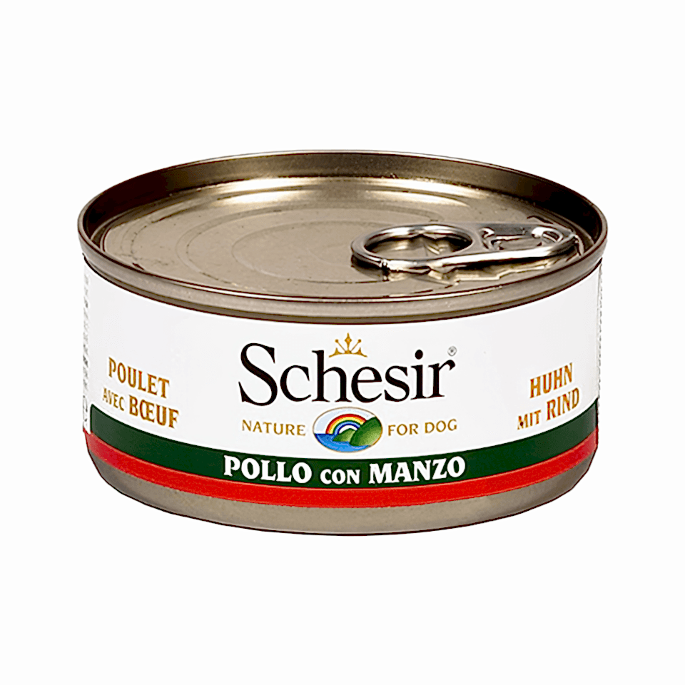 Schesir Tavuk Etli ve Sığır Etli Yetişkin Köpek Konserve Maması (150 g)