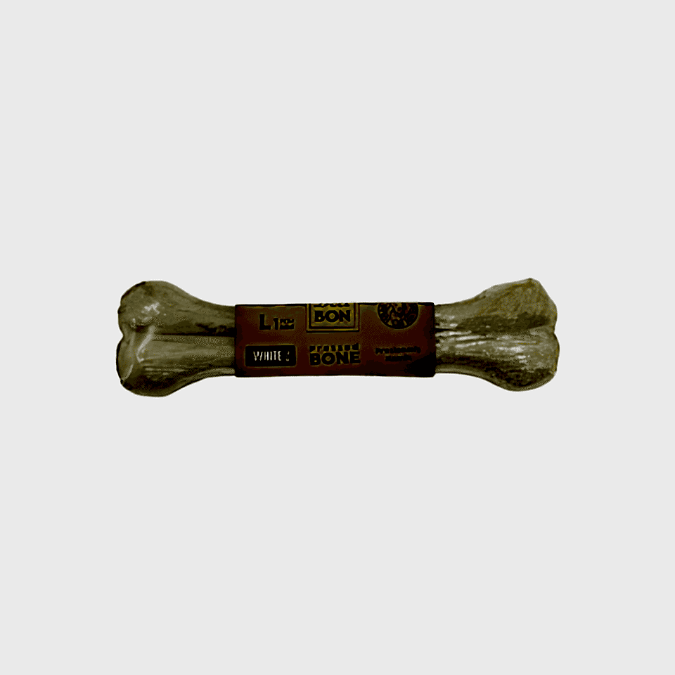 Deli Bon Deri Beyaz Pres Kemik Köpek Ödülü L (22 cm)