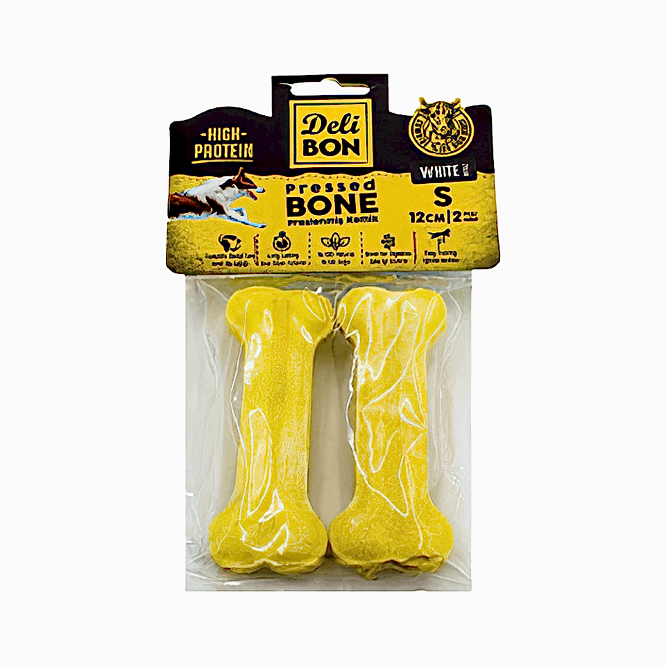 Deli Bon Deri Press Kemik Köpek Ödülü 12 cm (2'li)