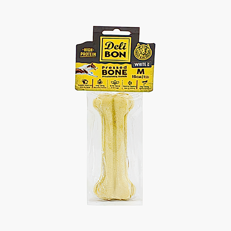 Deli Bon Deri Press Kemik Köpek Ödülü (15 cm)