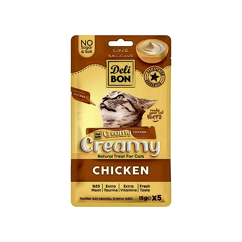 Delibon Creamy Tavuk Etli Sıvı Kedi Ödül Maması (5 x 15 g)