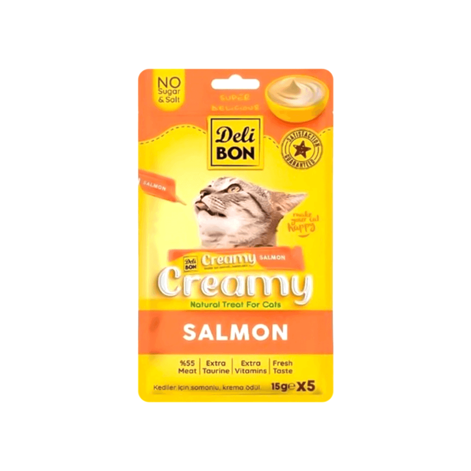 Delibon Creamy Somon Balıklı Sıvı Kedi Ödül Maması (5 x 15 g)